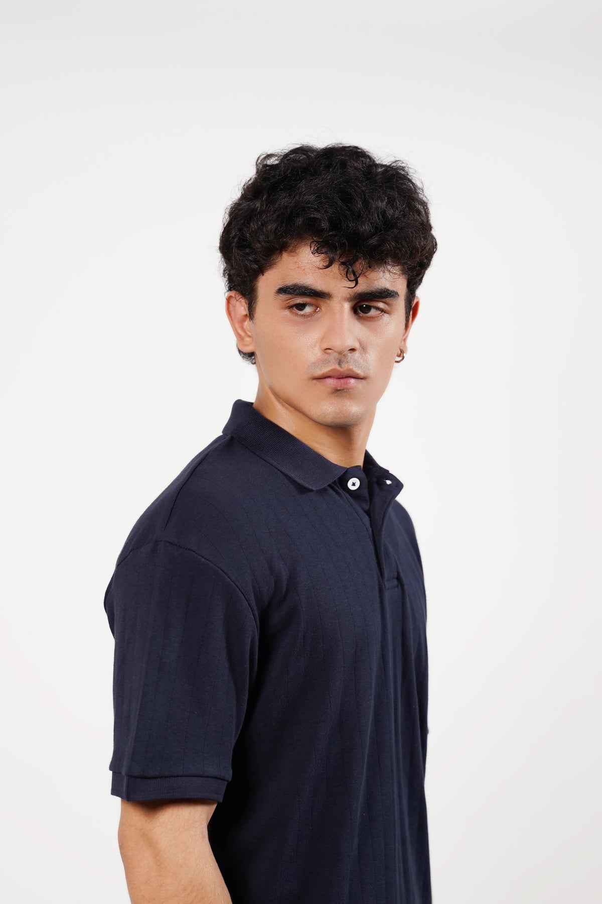 Navy Drop Needle Polo