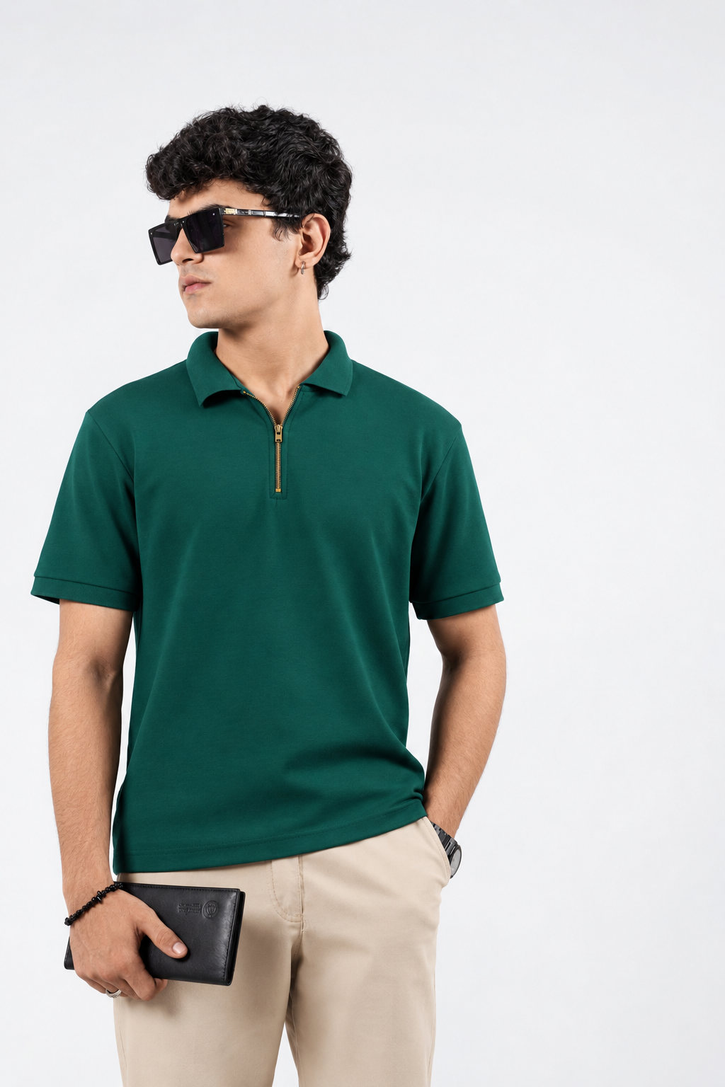 Dark Green Zip Polo