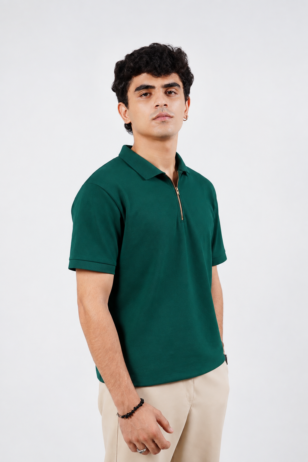 Dark Green Zip Polo