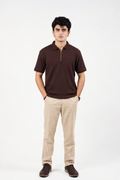 Mocha Brown Zip Polo