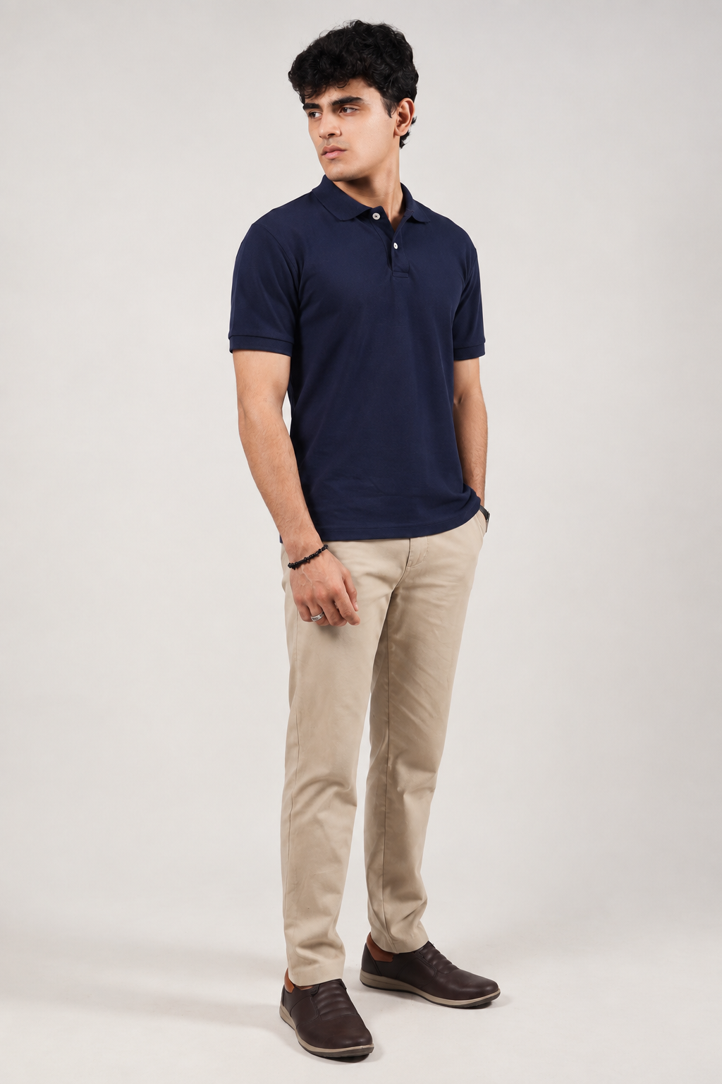 Navy Drop Needle Polo
