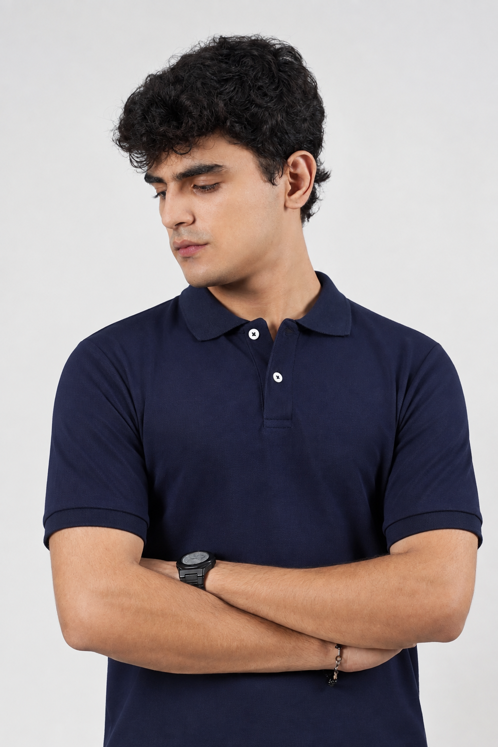 Navy Drop Needle Polo